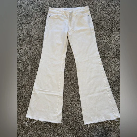 マイケルコース　ジーンズ　ホワイト Frayed Denim Cropped Jeans | Michael Kors [US]